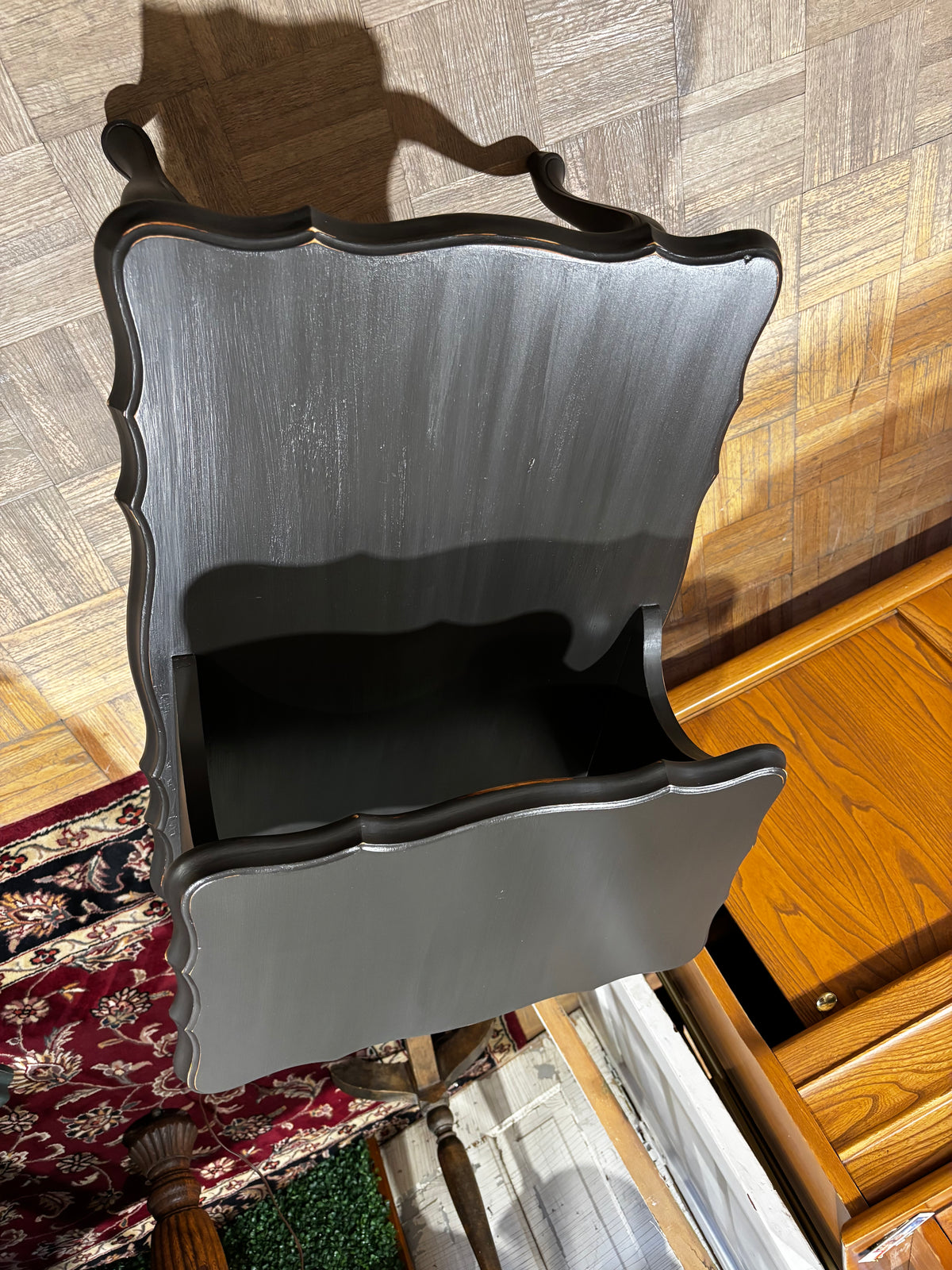 Deep Brown 2 Tier Solid Wood Side Table