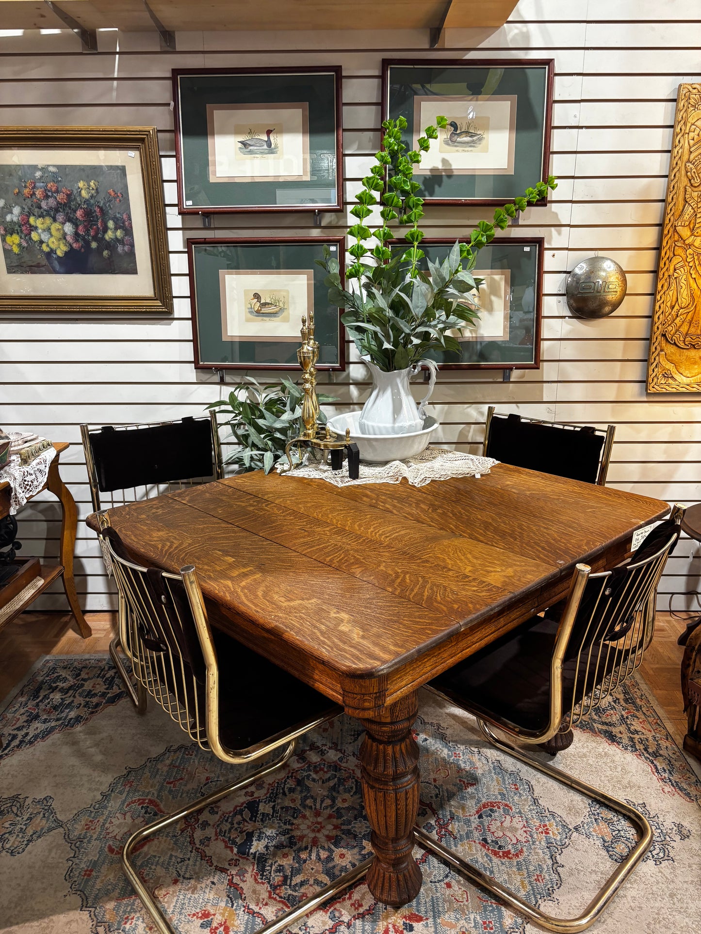 Antique Quarter Sawn Oak Dining Table