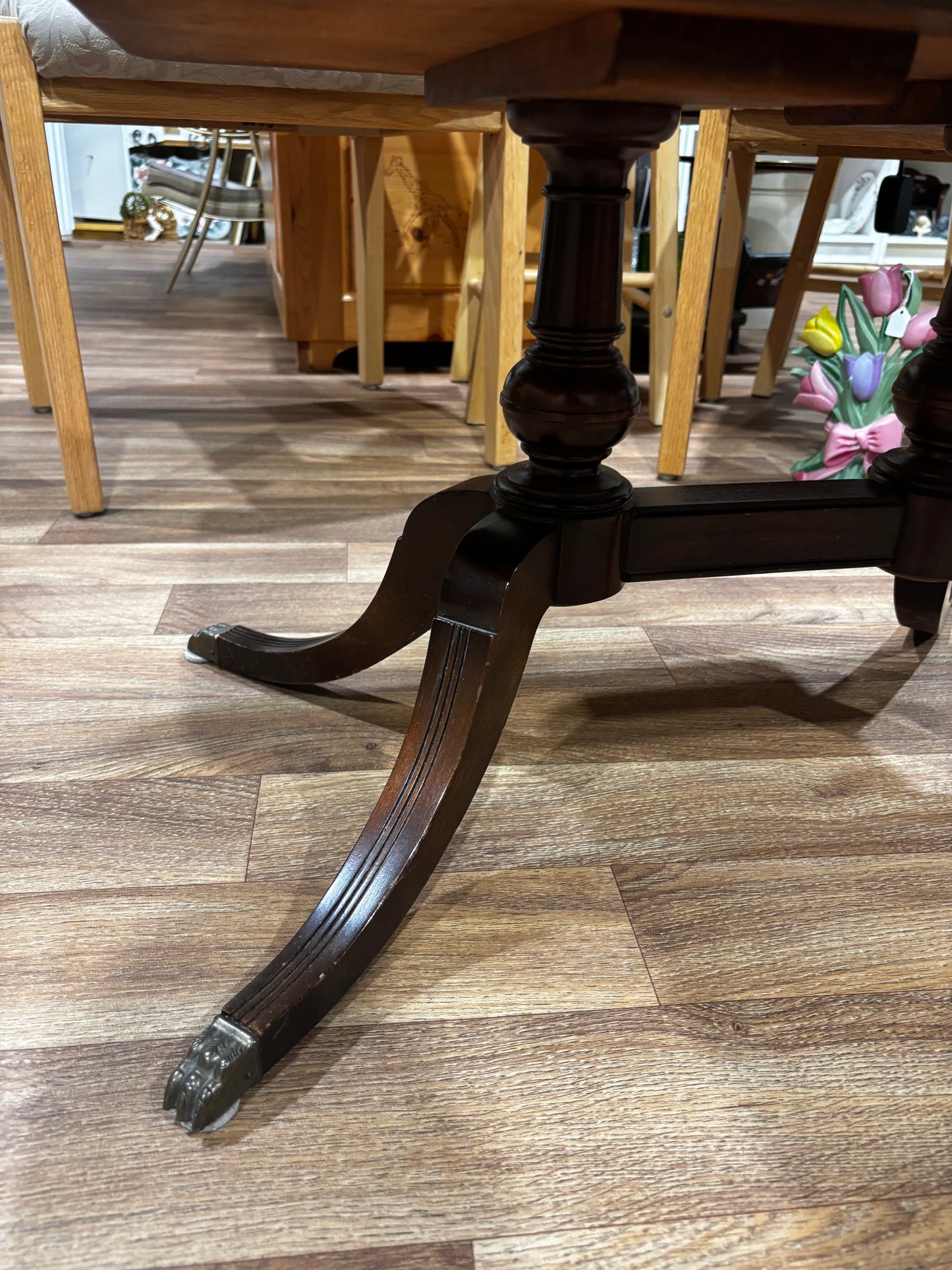 Mahogany Side Table with Glass Tray Top