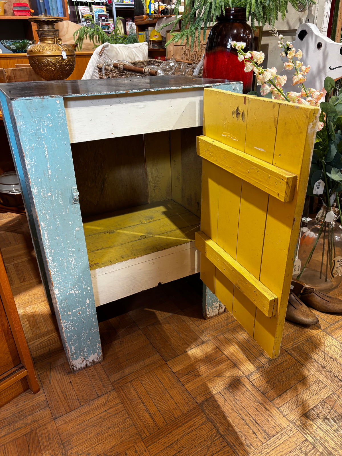 Blue Primitive Chippy Cabinet