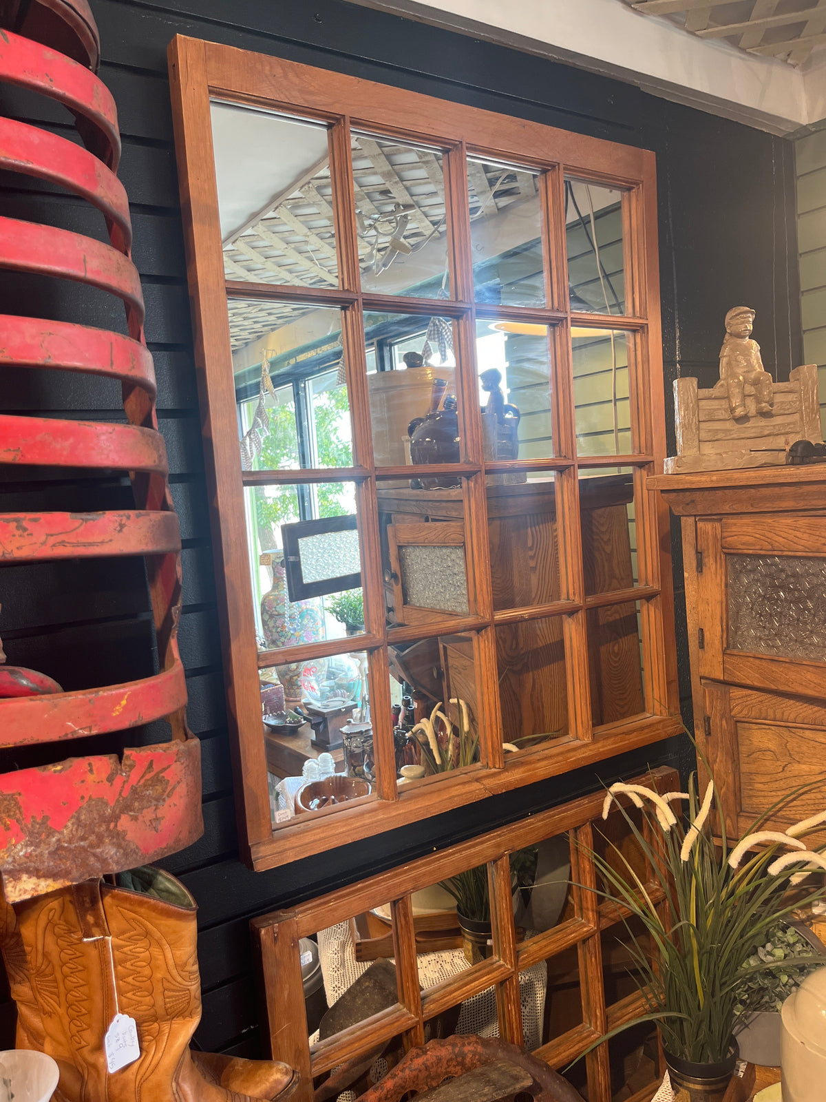 Rustic Antique 16 pane window mirror