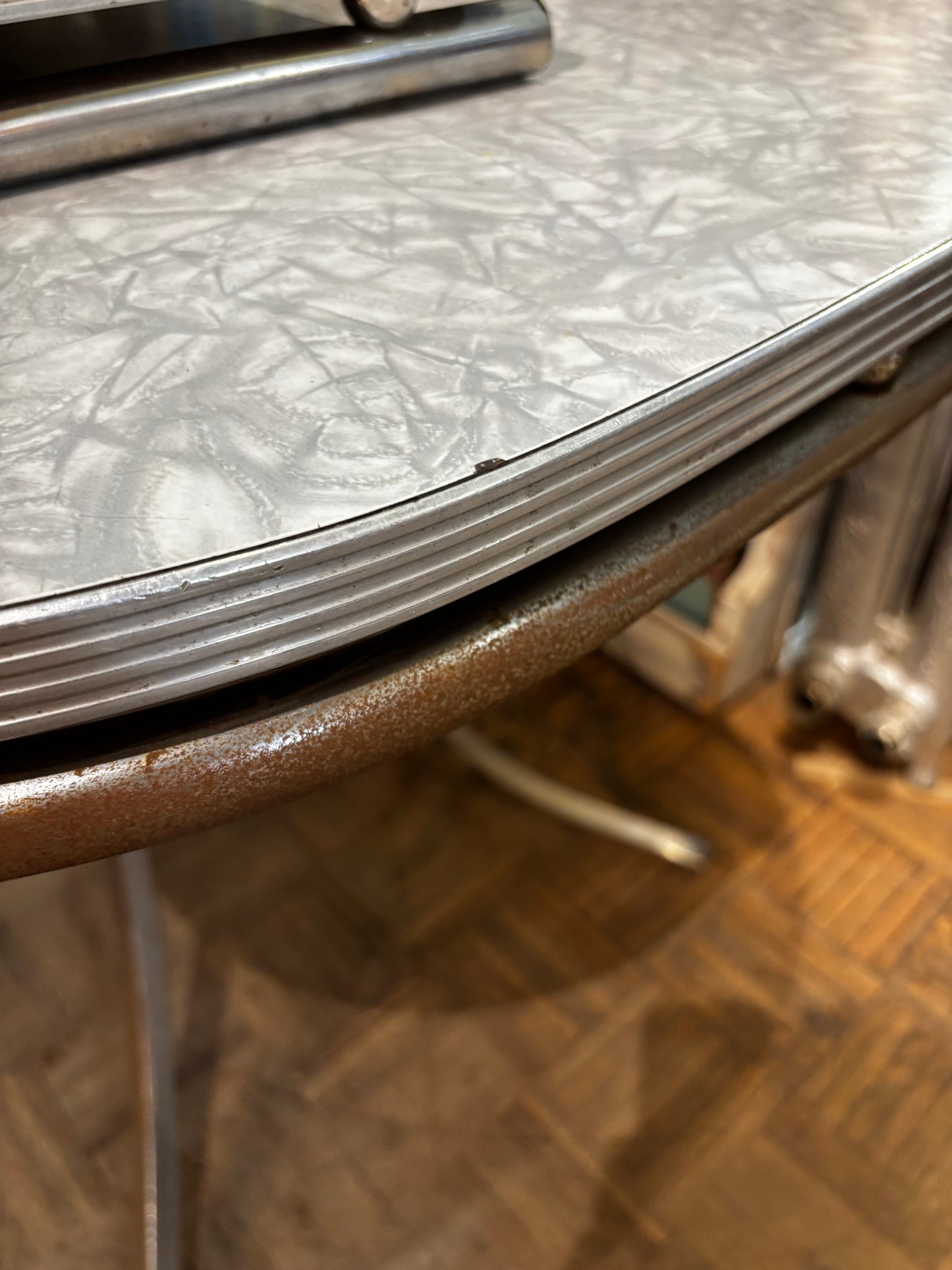 1950/60s Vintage Blue Formica Dining Table with leaf
