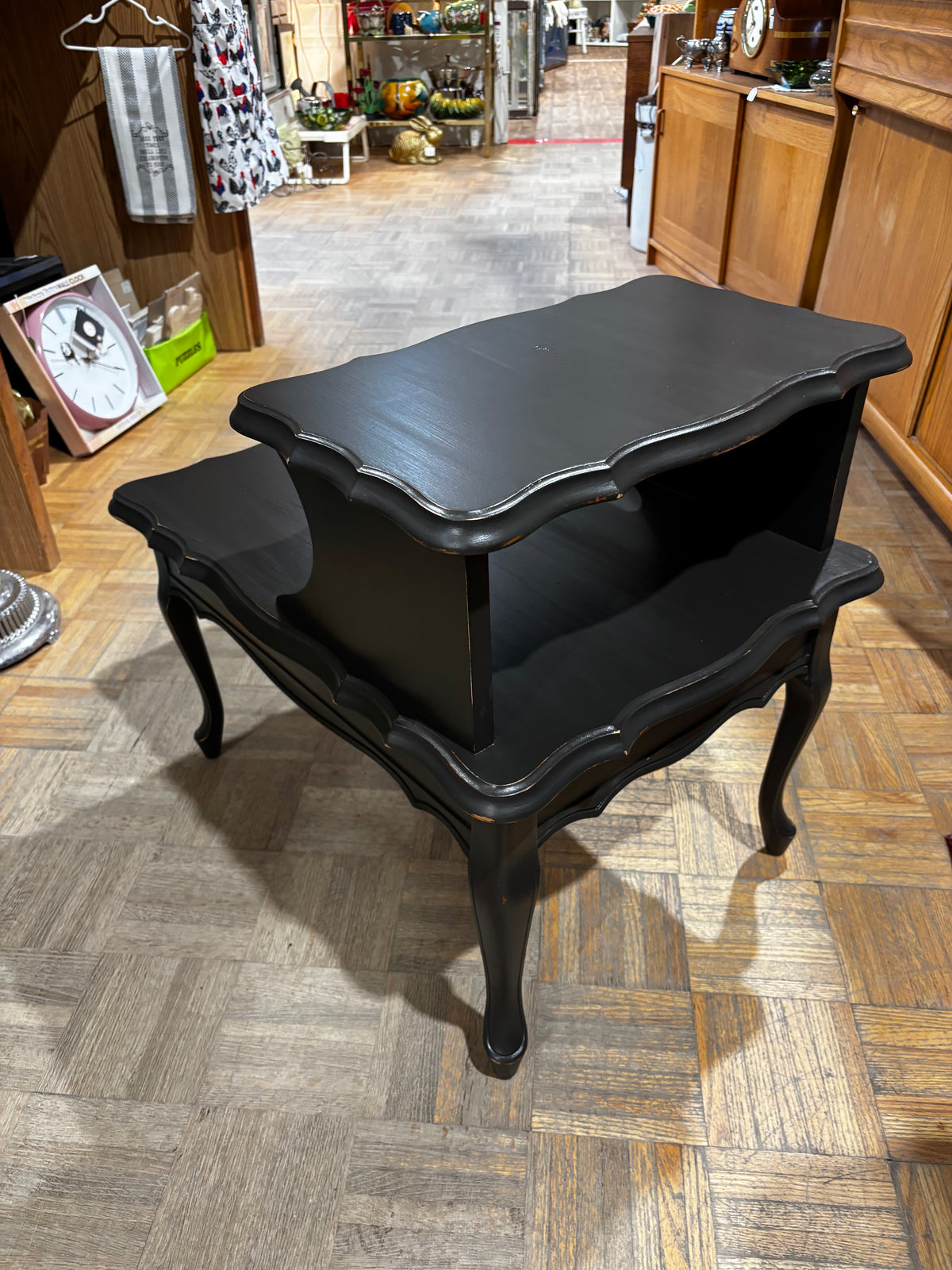 Deep Brown 2 Tier Solid Wood Side Table