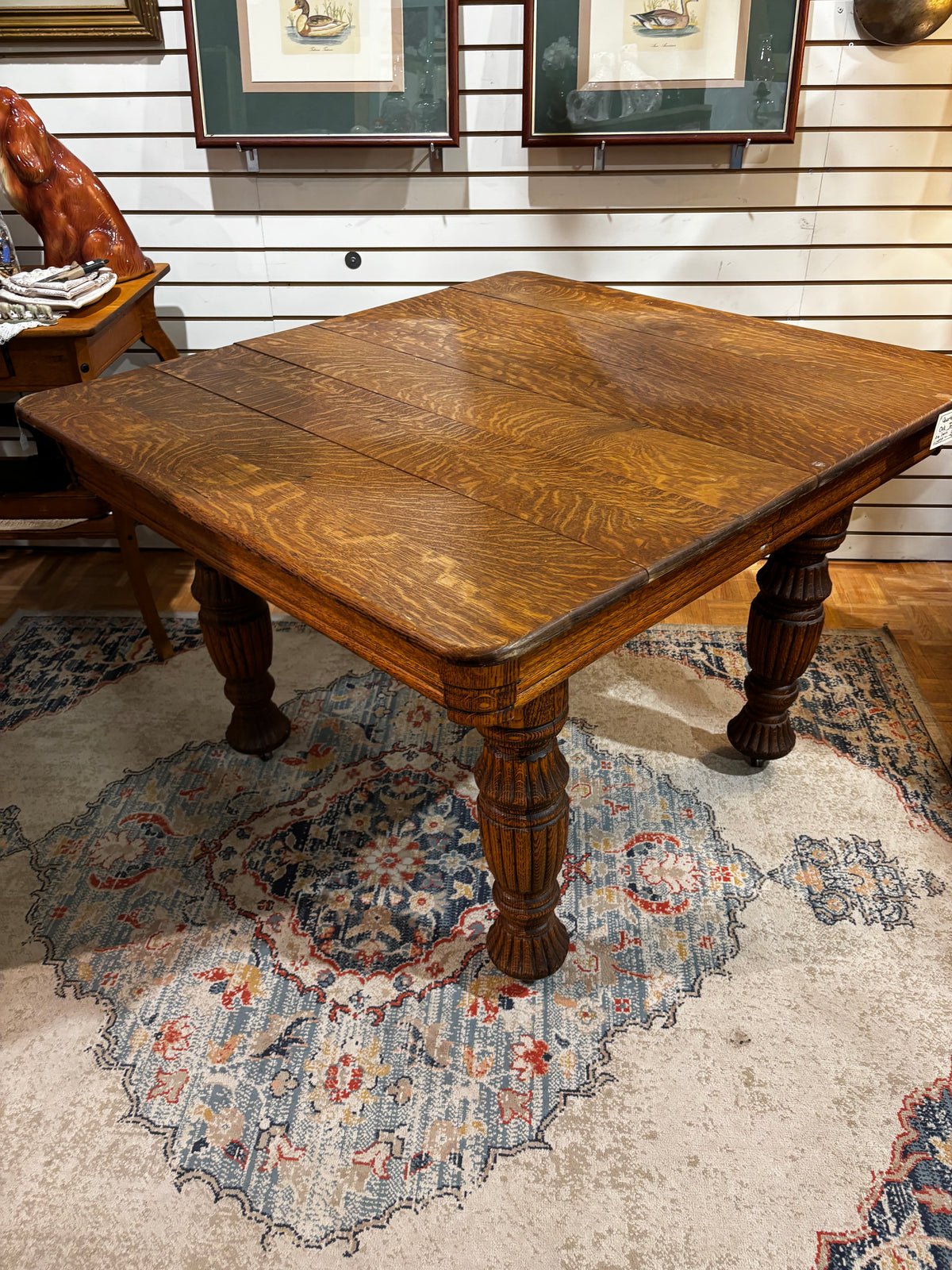 Antique Quarter Sawn Oak Dining Table