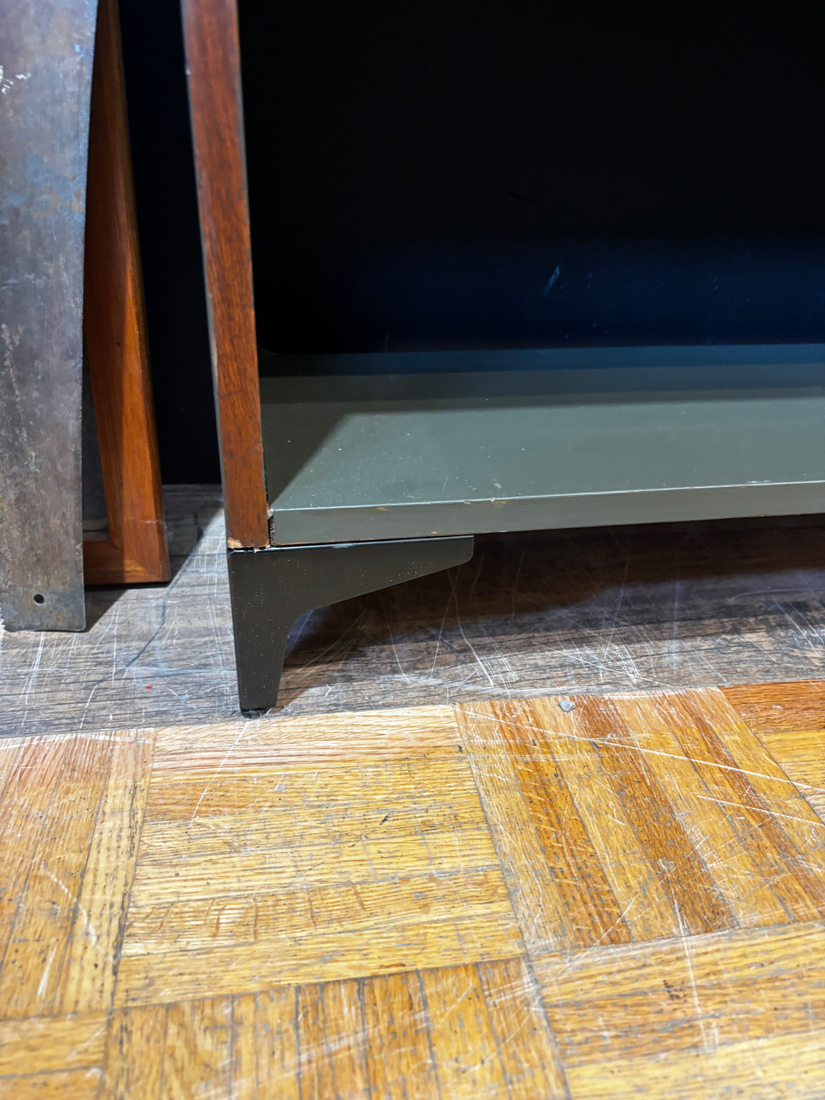 Walnut and Dark Green Mcm Deilcraft Cabinet