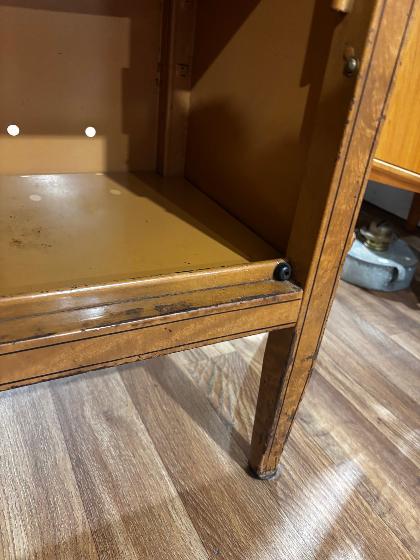 Vintage Dental/ Medical Cabinet with swivel enamel top