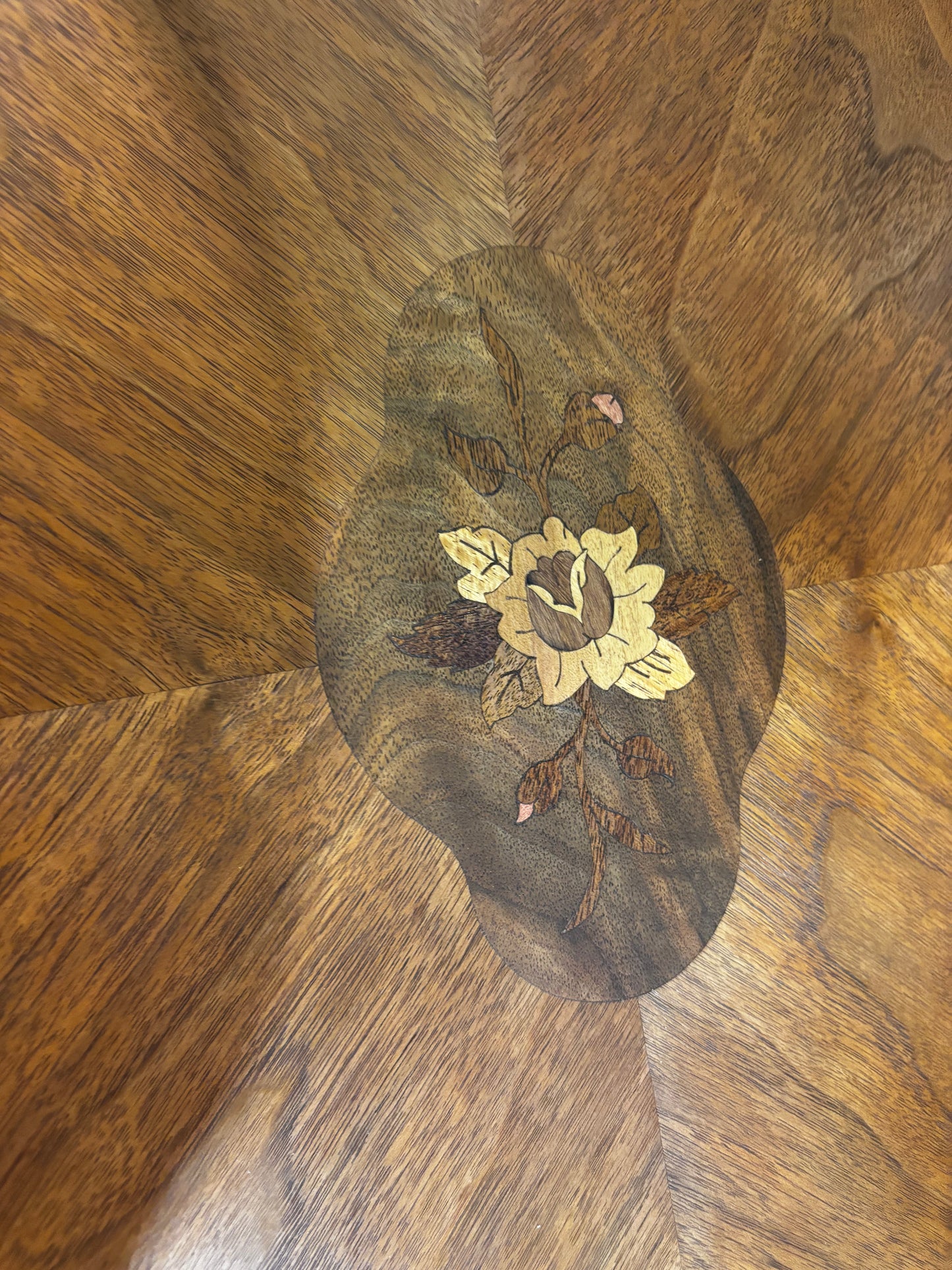 Vintage Carved Walnut Side Table with glass top