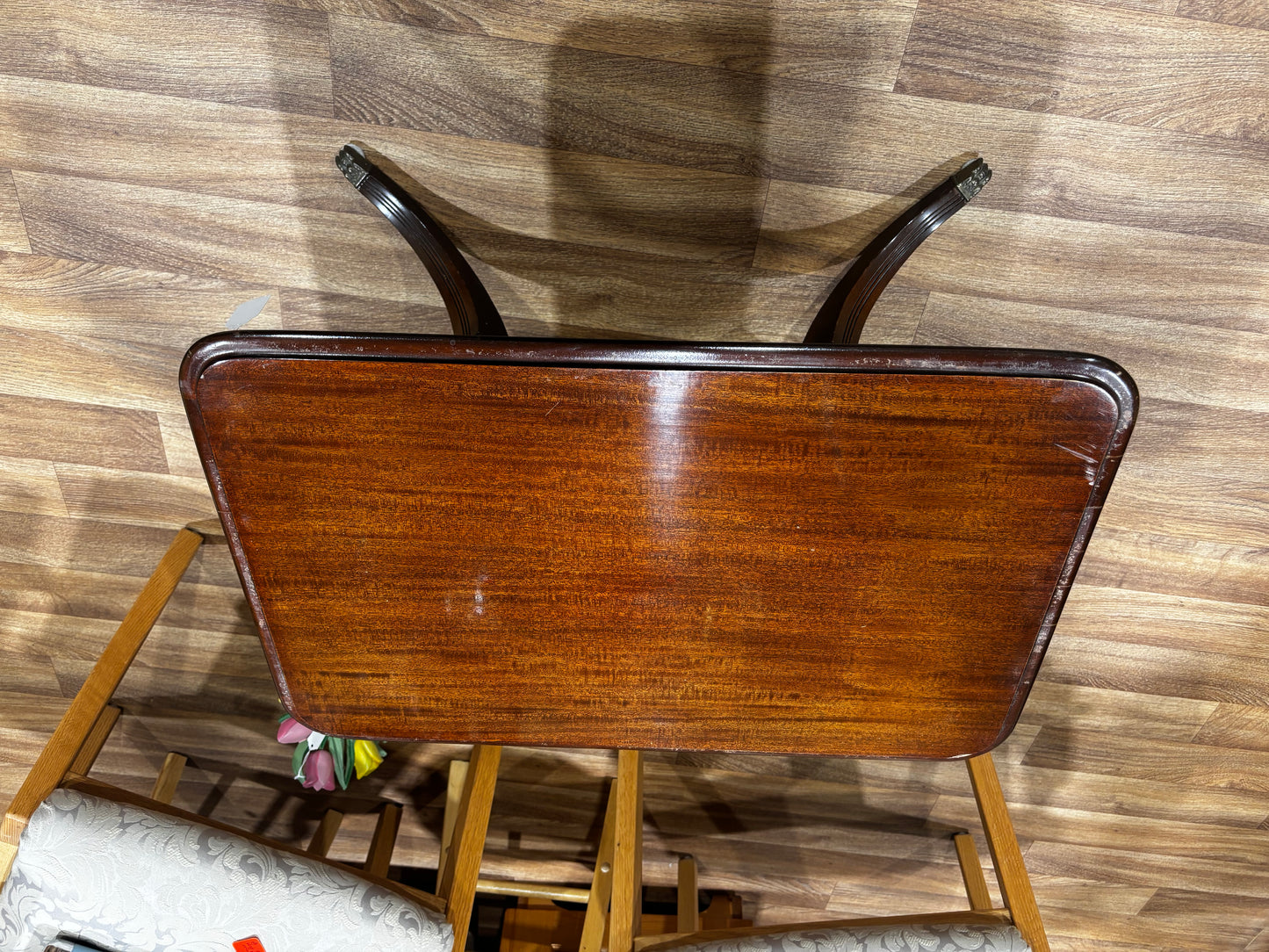 Mahogany Side Table with Glass Tray Top
