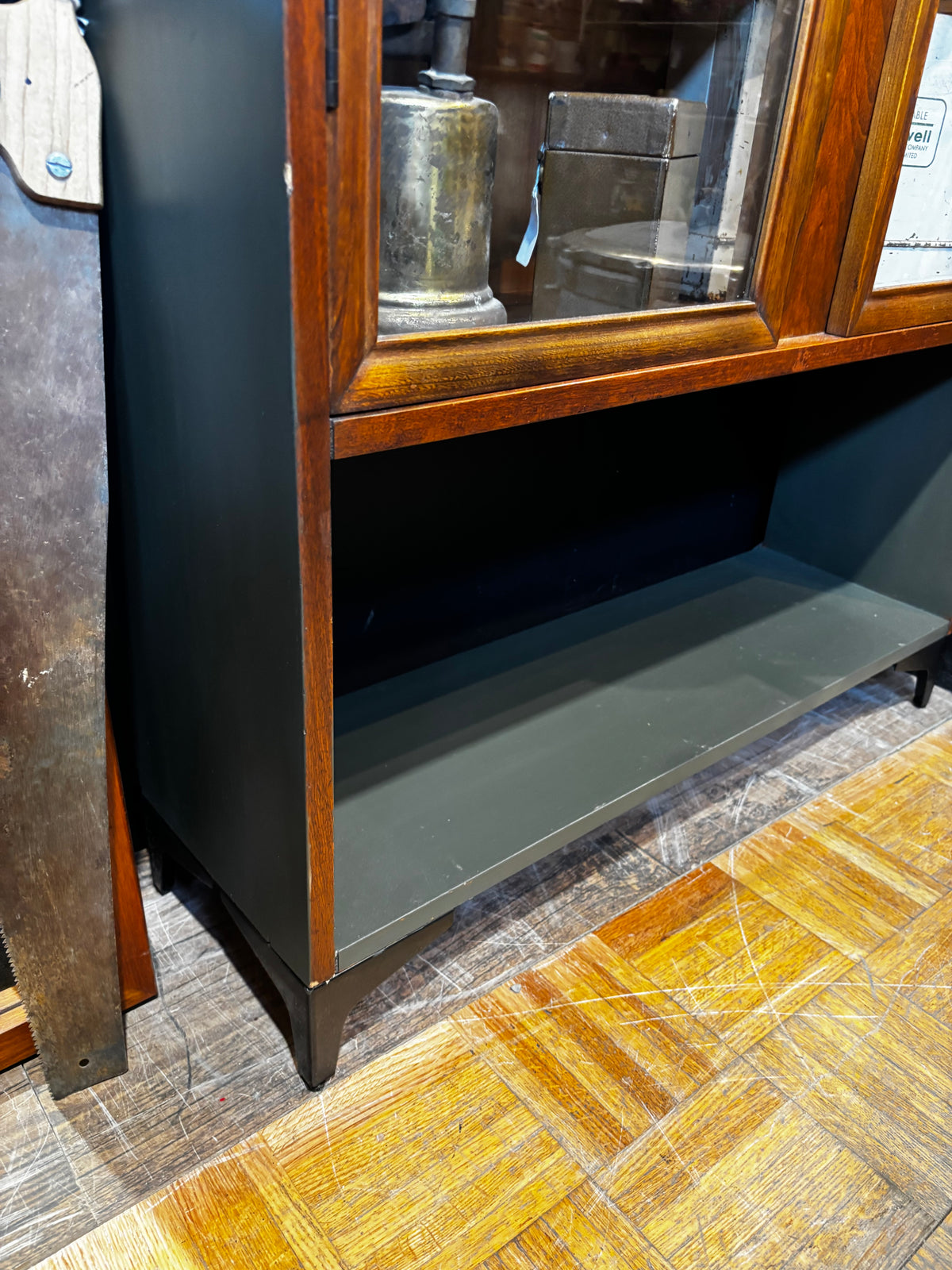 Walnut and Dark Green Mcm Deilcraft Cabinet