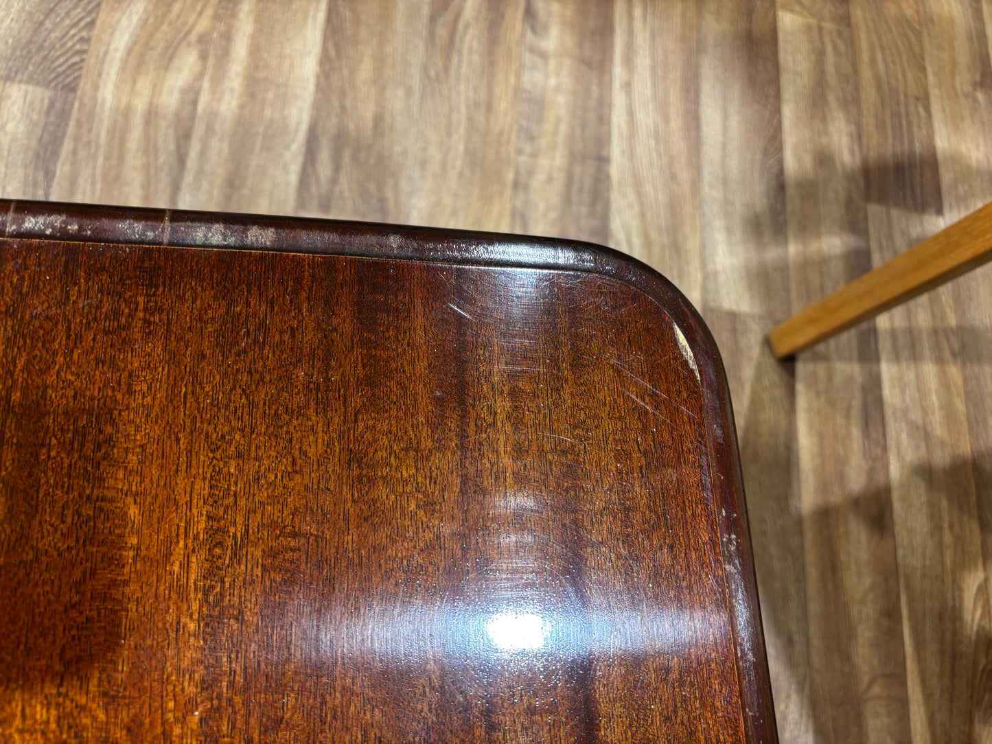 Mahogany Side Table with Glass Tray Top