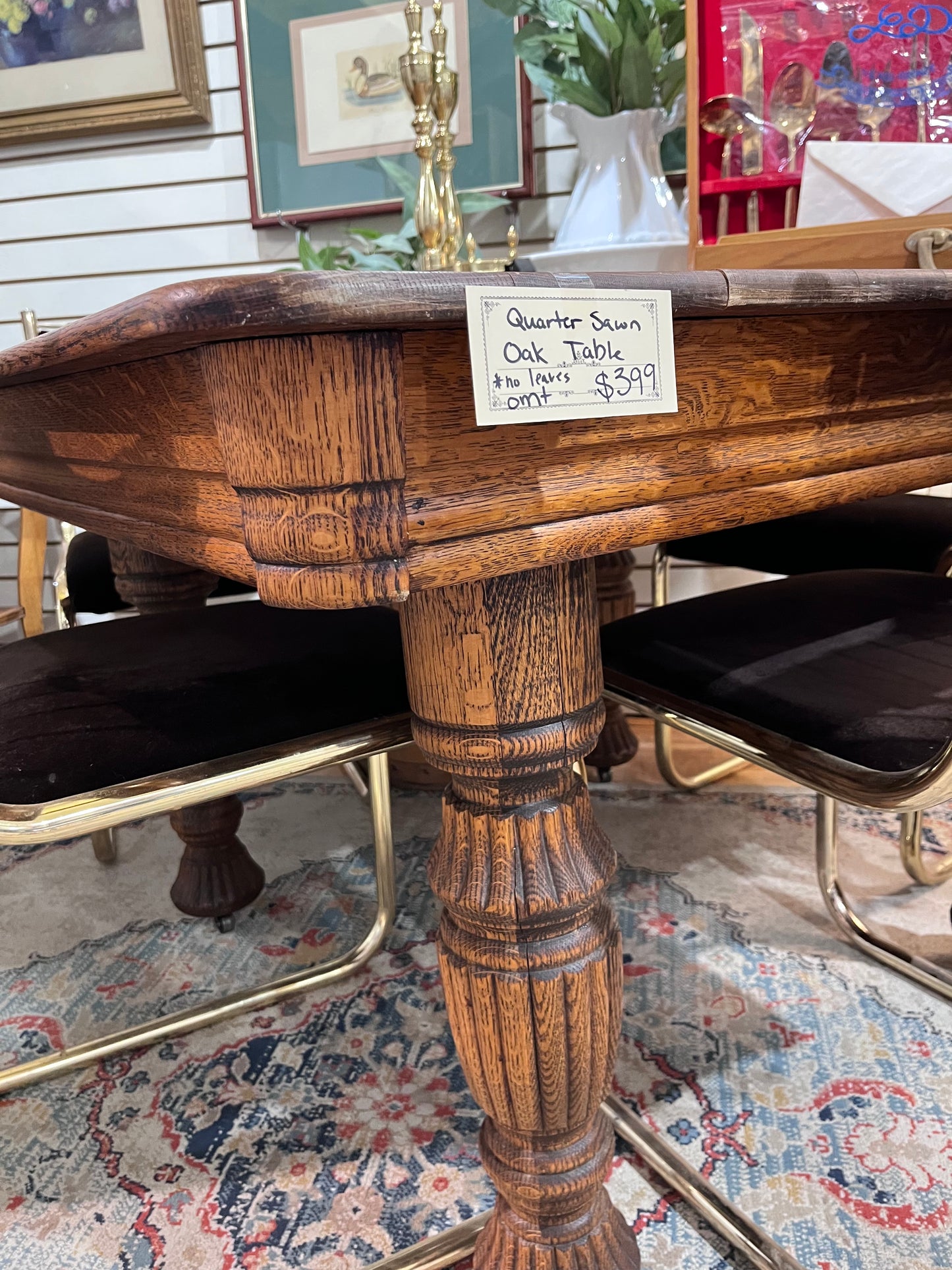 Antique Quarter Sawn Oak Dining Table