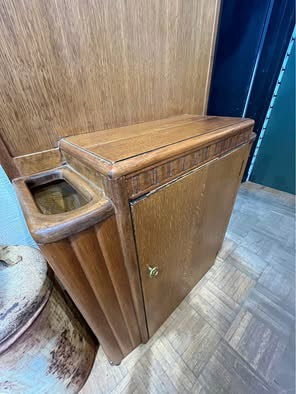 Antique Oak Hall Stand Hall Tree Coat hooks with mirror