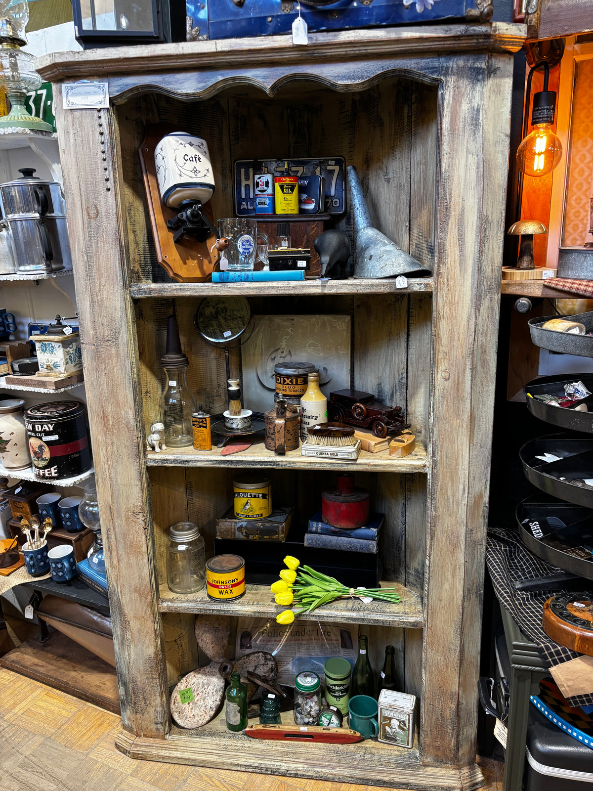 Rustic Corner Shelf Solid Wood Painted finish