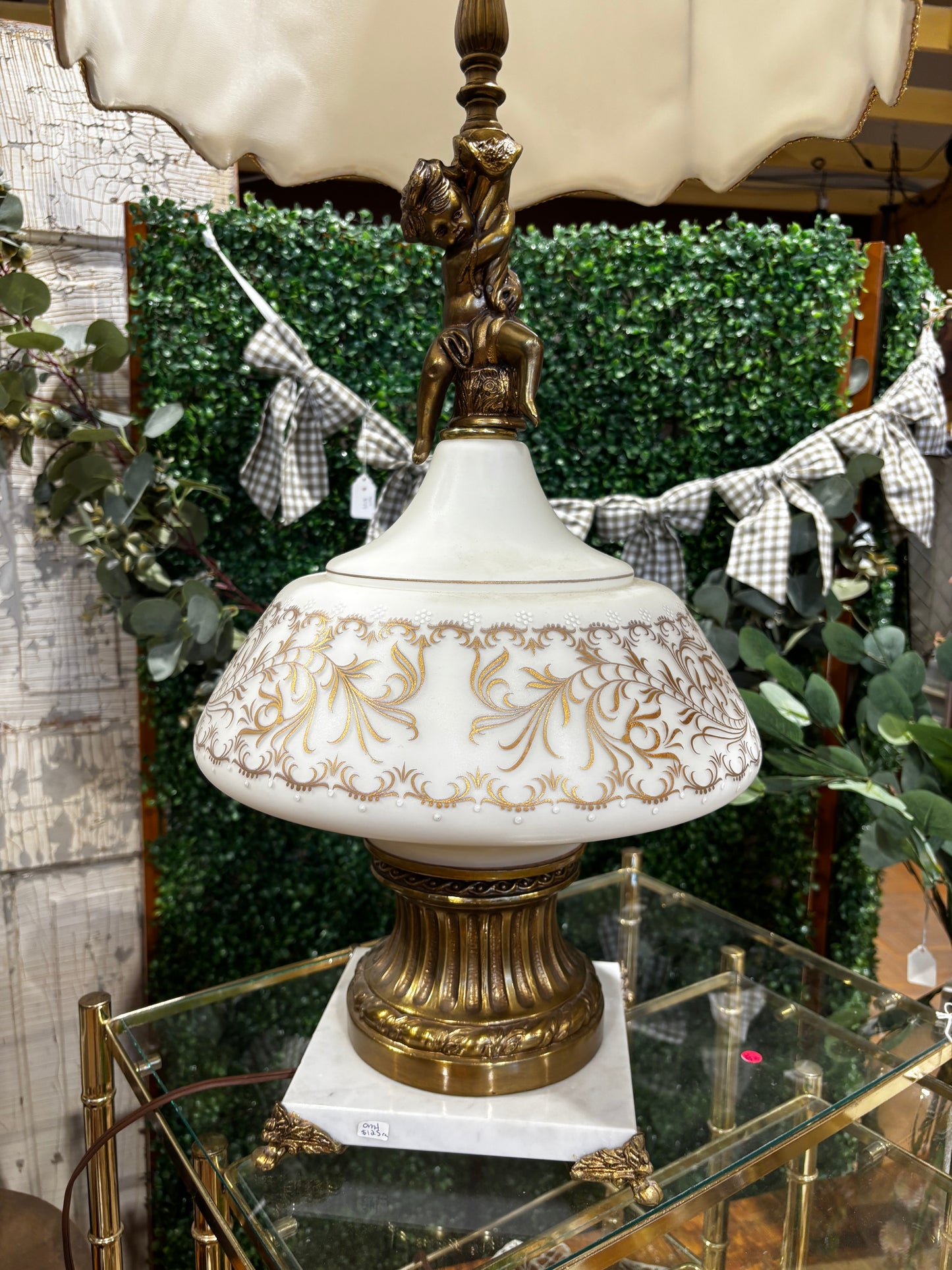 Vintage Cherub Marble Ornate Lamp