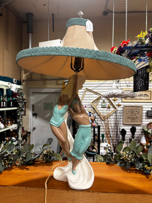 Mid Century Turquoise Dancer Lamp