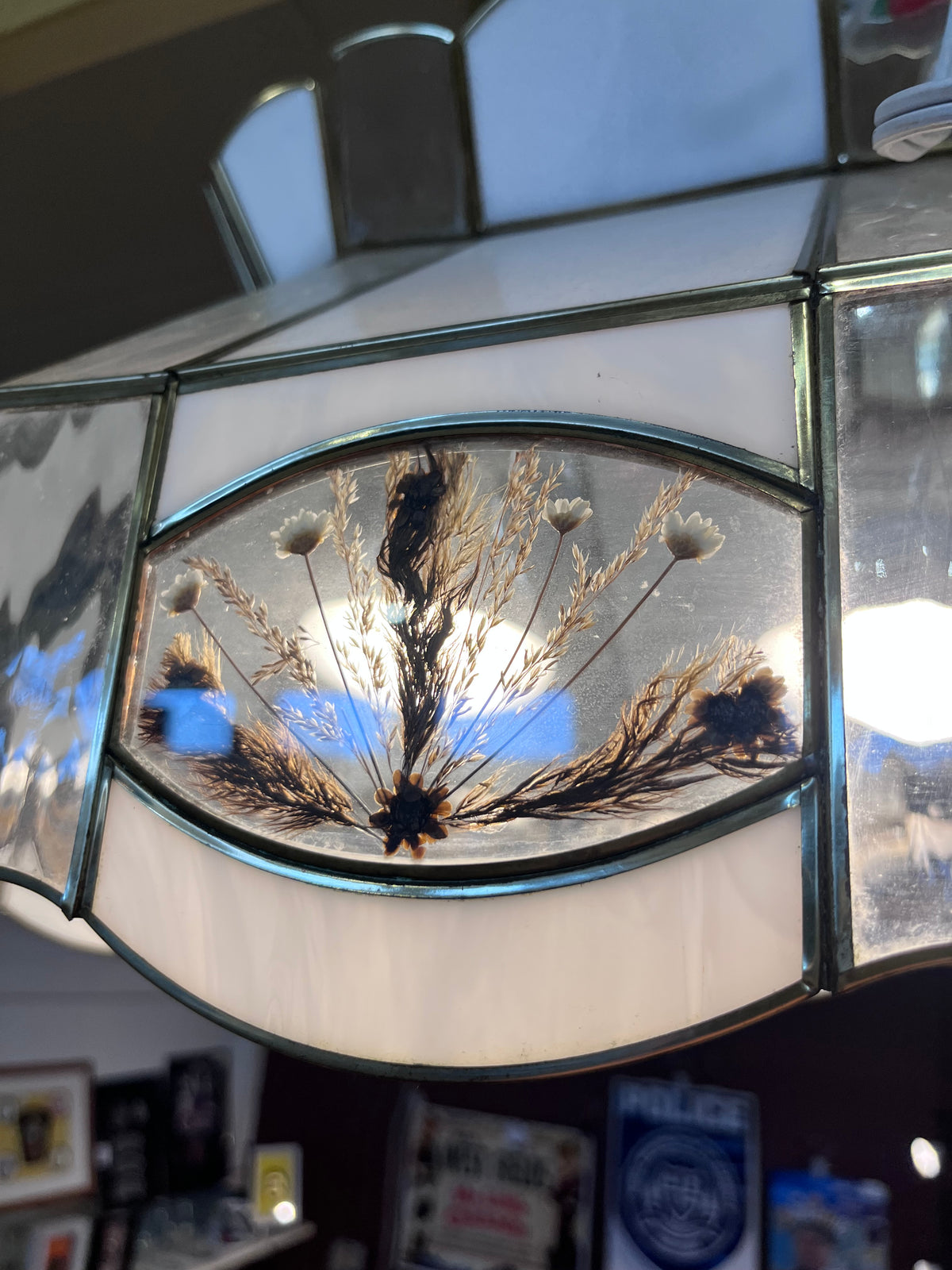 Vintage Billiard Light with floral accents