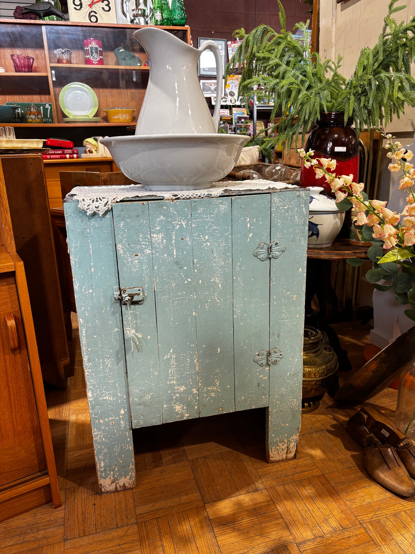 Blue Primitive Chippy Cabinet
