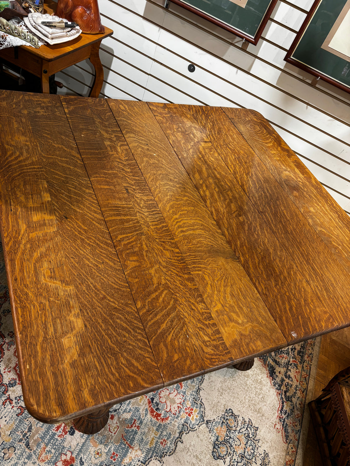 Antique Quarter Sawn Oak Dining Table