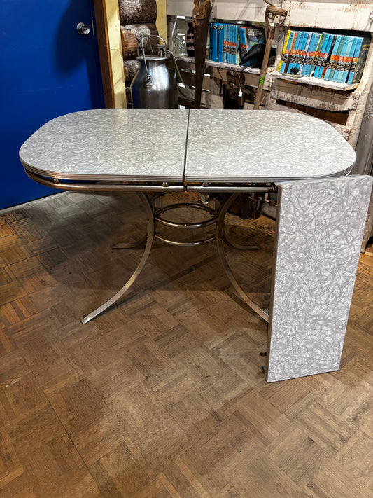 1950/60s Vintage Blue Formica Dining Table with leaf