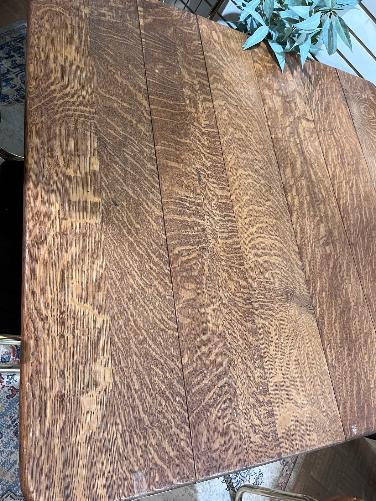 Antique Quarter Sawn Oak Dining Table