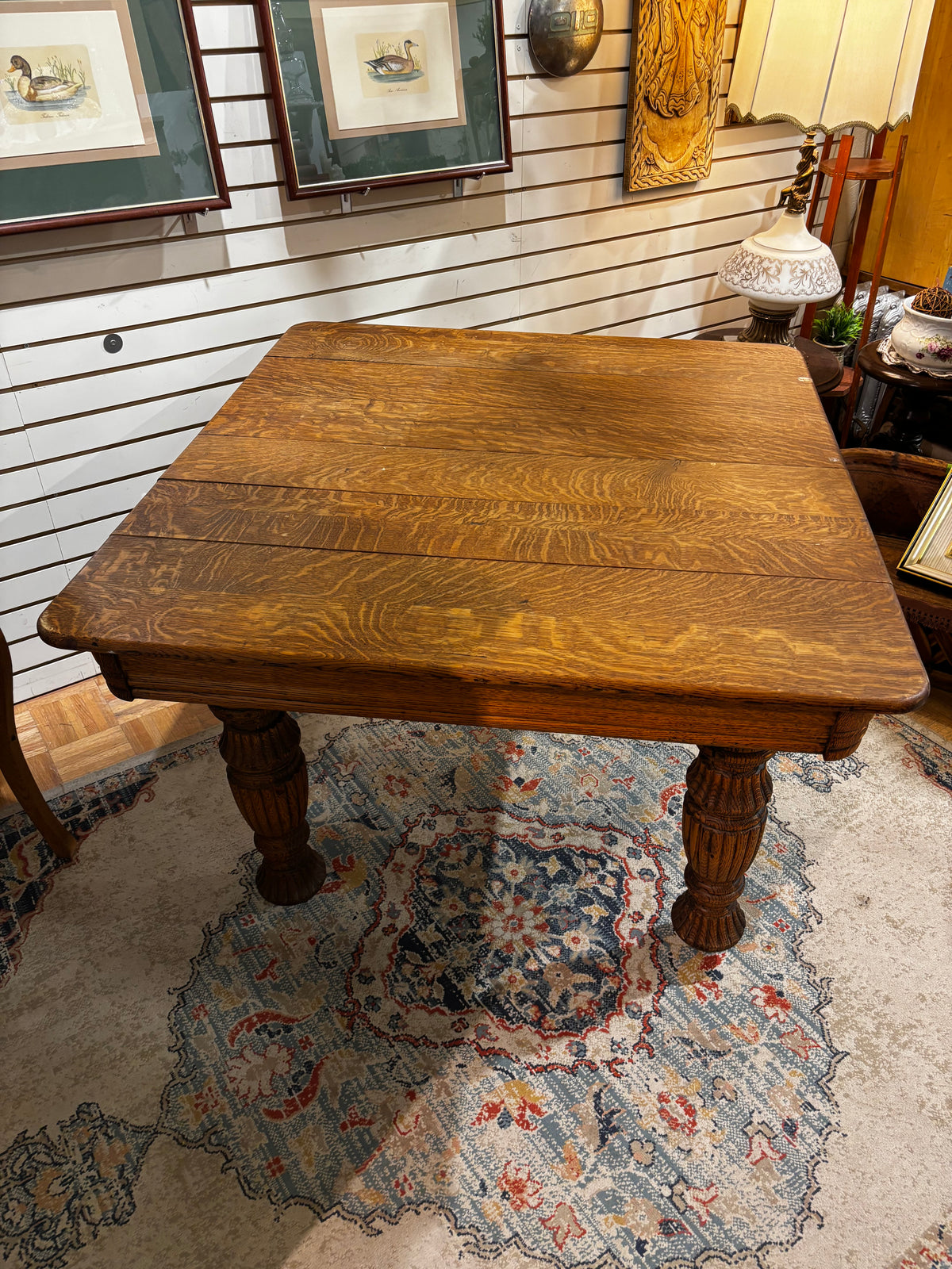 Antique Quarter Sawn Oak Dining Table