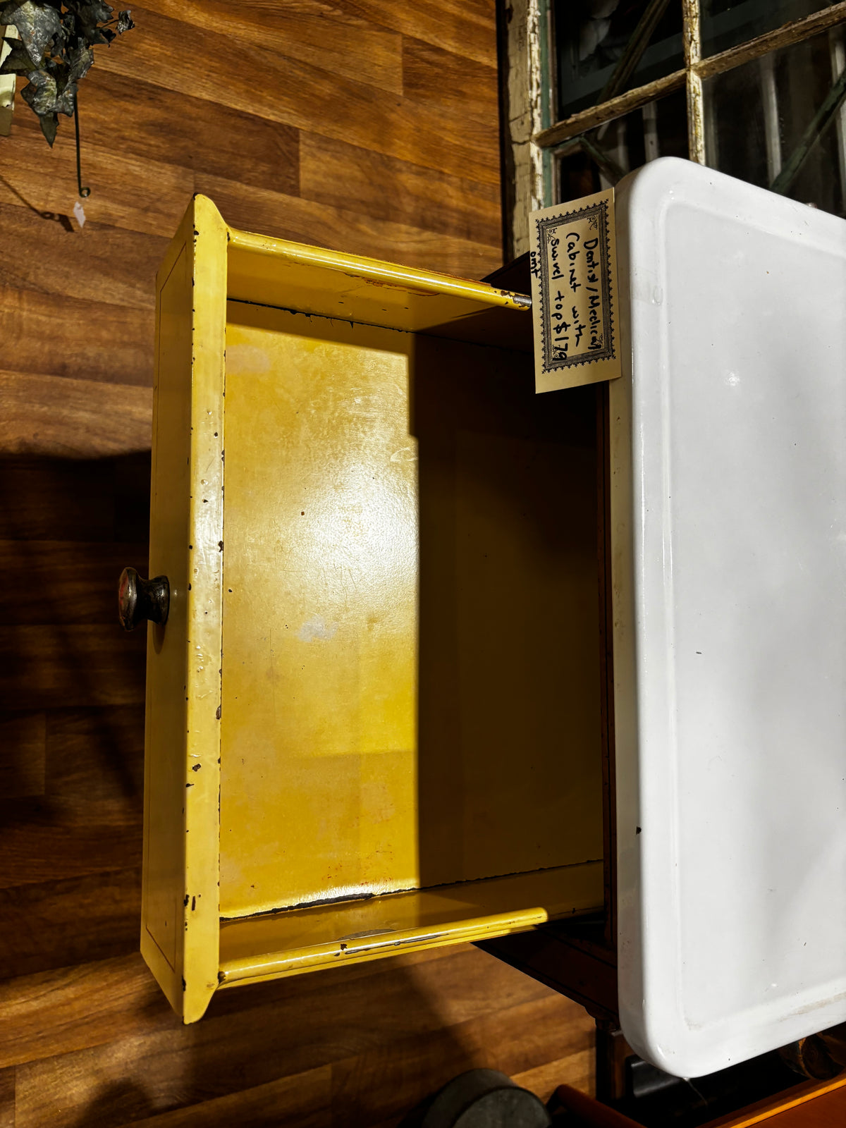 Vintage Dental/ Medical Cabinet with swivel enamel top