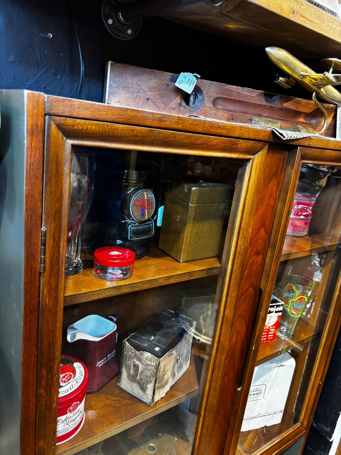 Walnut and Dark Green Mcm Deilcraft Cabinet