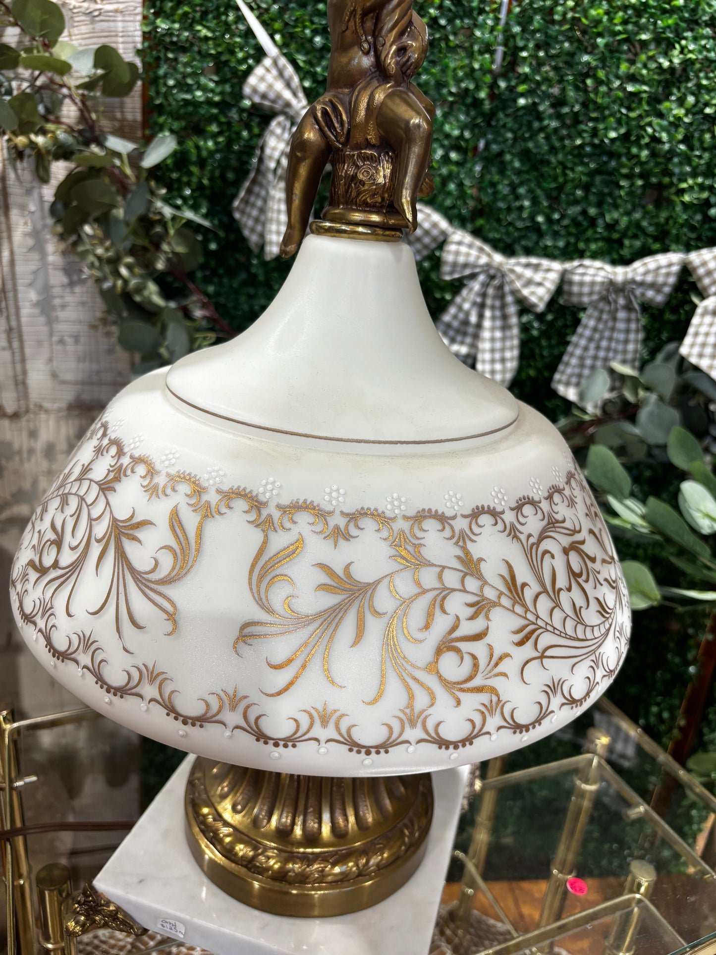 Vintage Cherub Marble Ornate Lamp