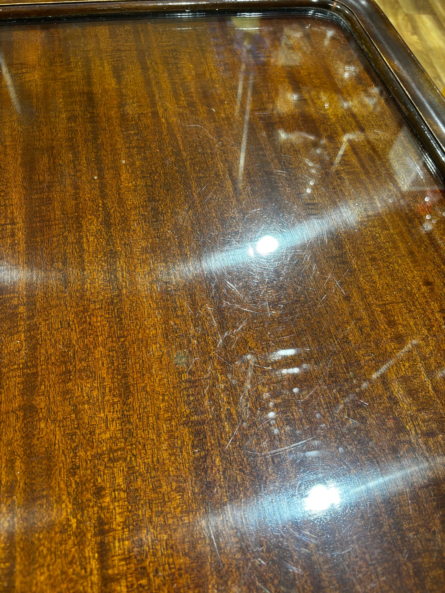 Mahogany Side Table with Glass Tray Top