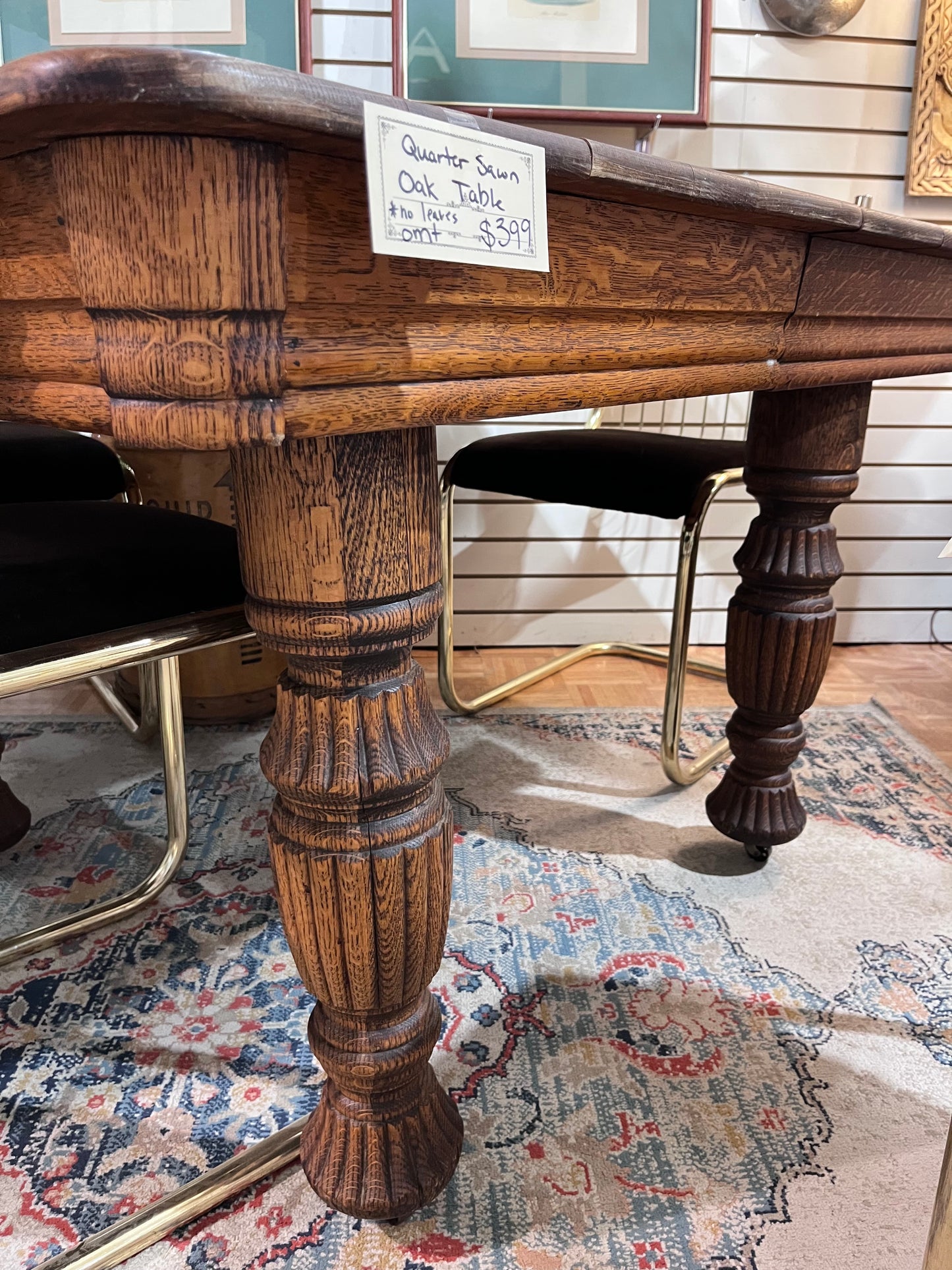 Antique Quarter Sawn Oak Dining Table