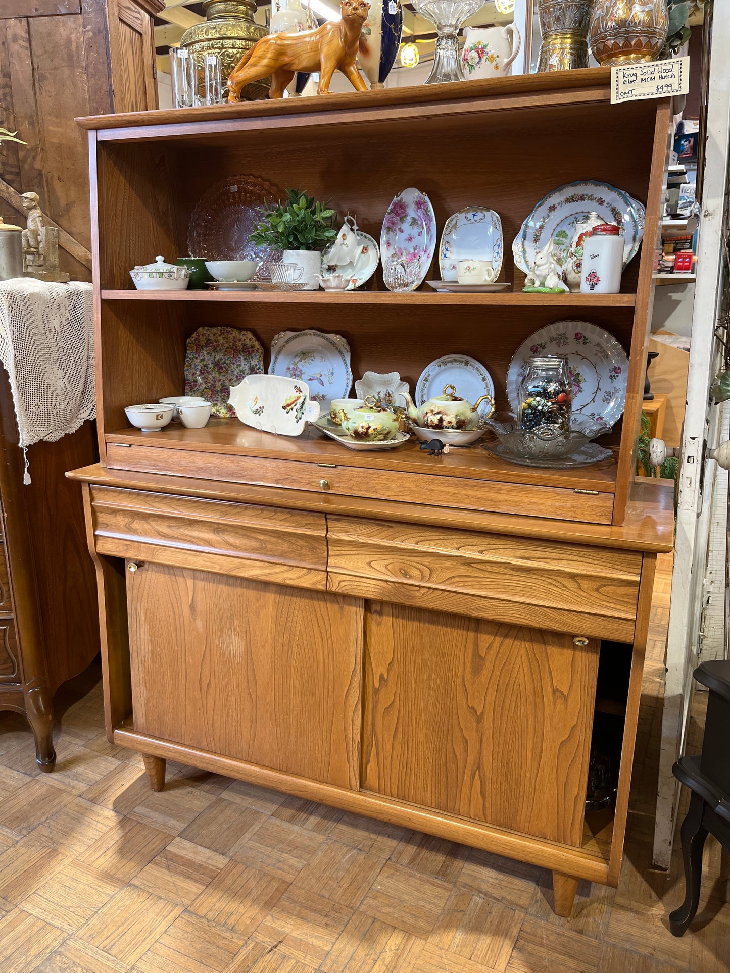Krug Solid Wood Elm MCM Hutch