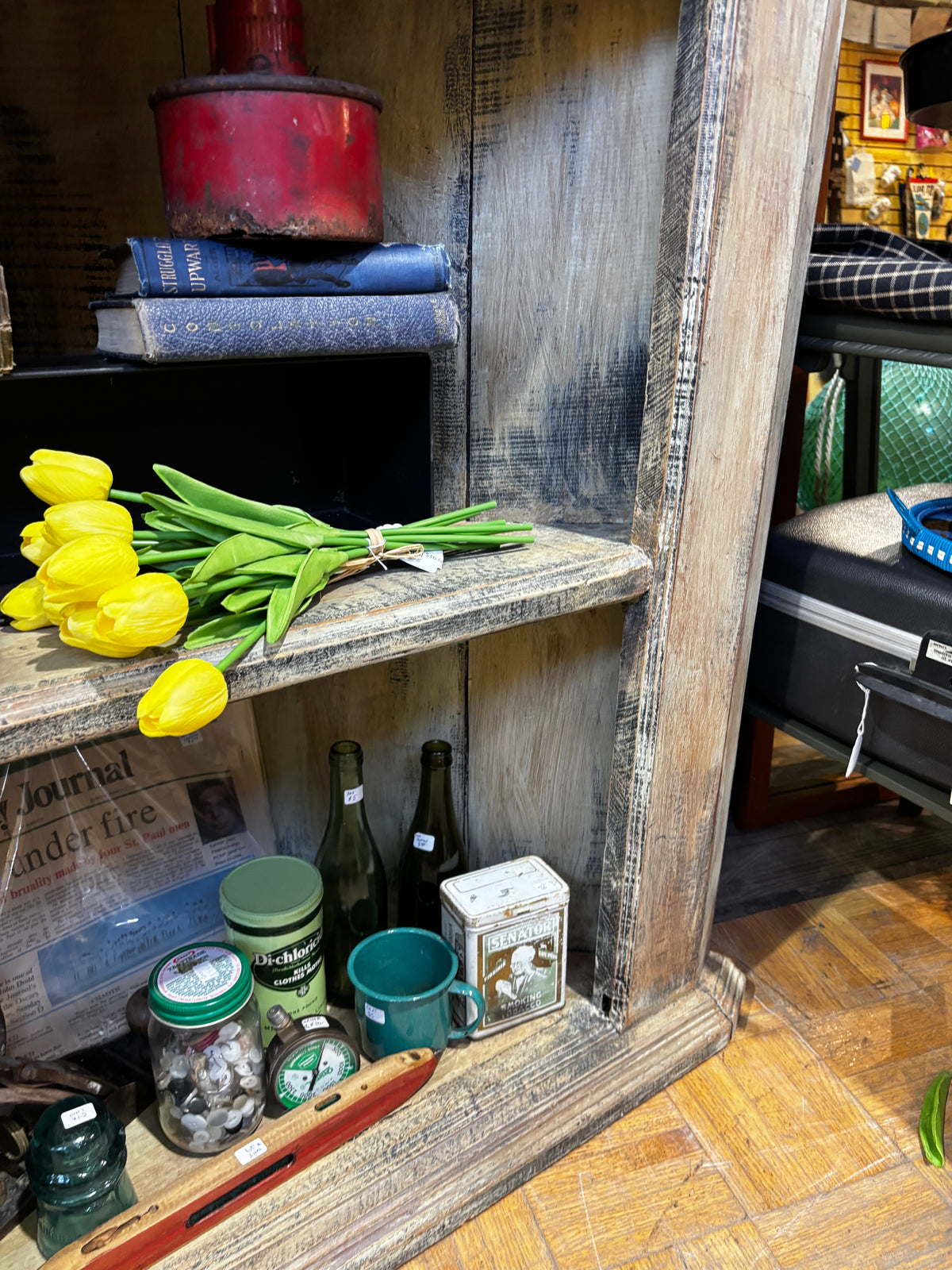 Rustic Corner Shelf Solid Wood Painted finish