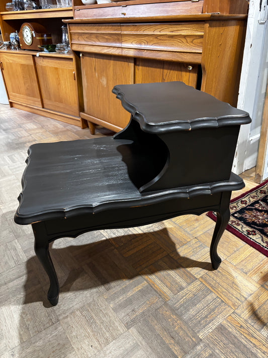 Deep Brown 2 Tier Solid Wood Side Table
