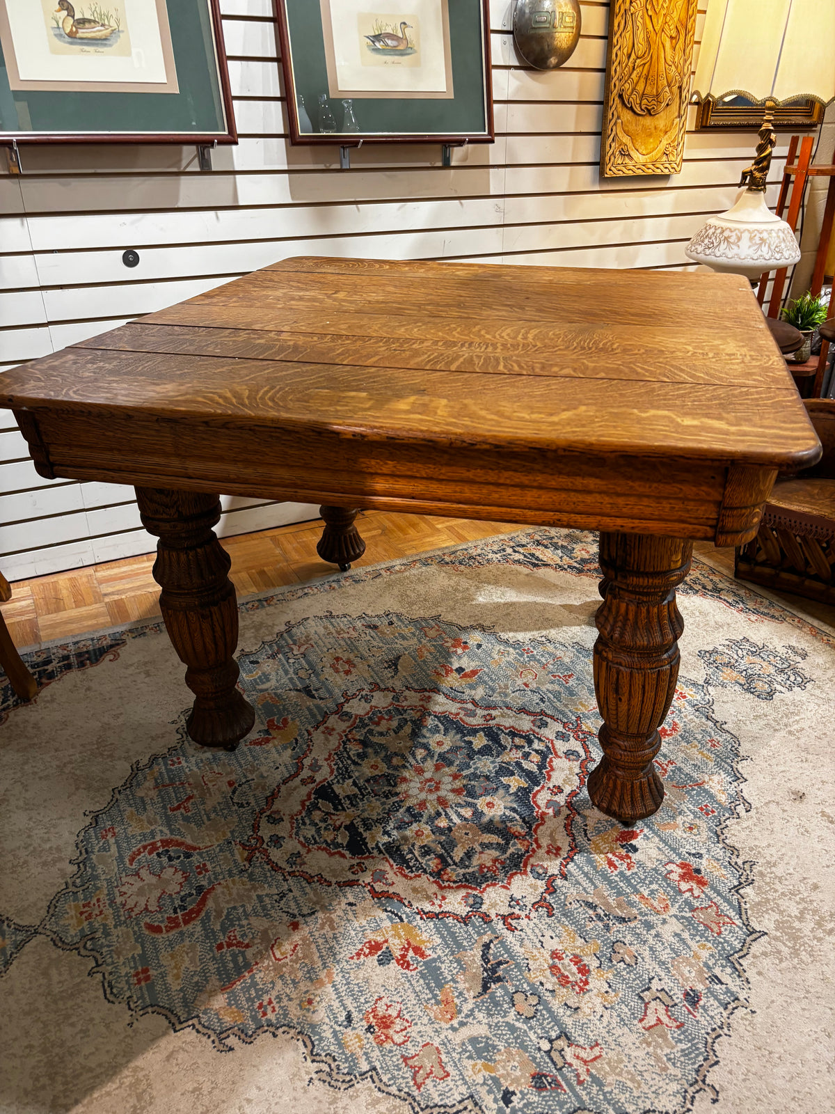 Antique Quarter Sawn Oak Dining Table