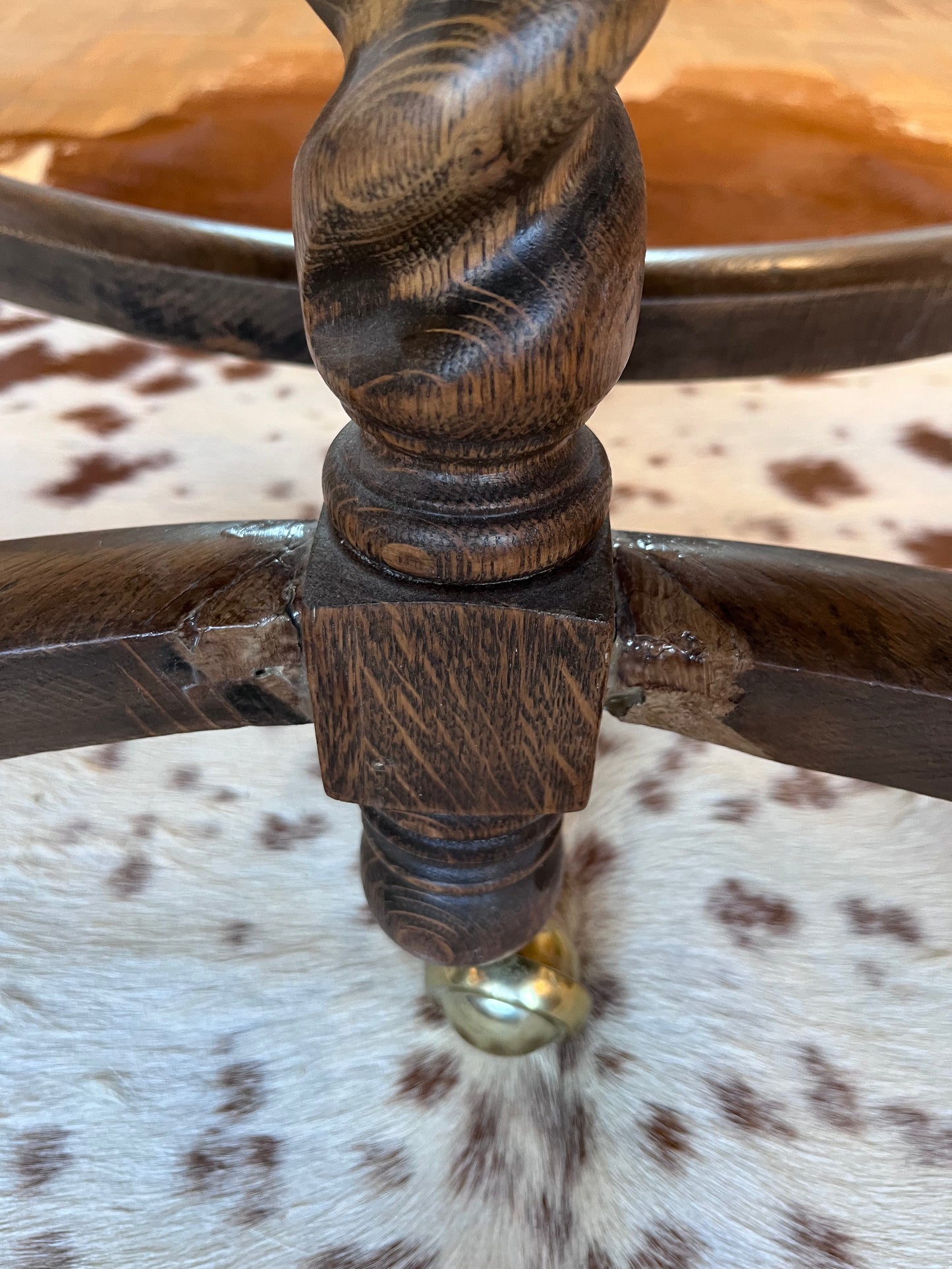 Solid Oak table with Barley twist legs with 4 chairs